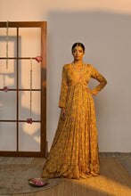 Load image into Gallery viewer, Mustard Lotus Printed Anarkali
