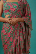 Load image into Gallery viewer, Floral Printed Ruffle Saree
