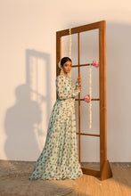 Load image into Gallery viewer, Turquoise Lotus Printed Drape Gown
