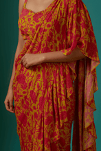 Load image into Gallery viewer, Floral Printed Ruffle Saree

